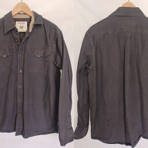 Wrangler Shirt Button Front Heavy Cotton Flannel Shacket Work‎ Gray Medium